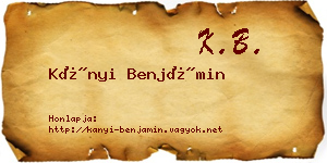 Kányi Benjámin névjegykártya